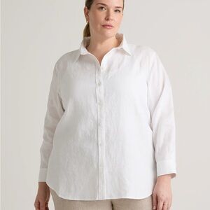 Quince White Button Down 100% European Linen Long Sleeve Shirt